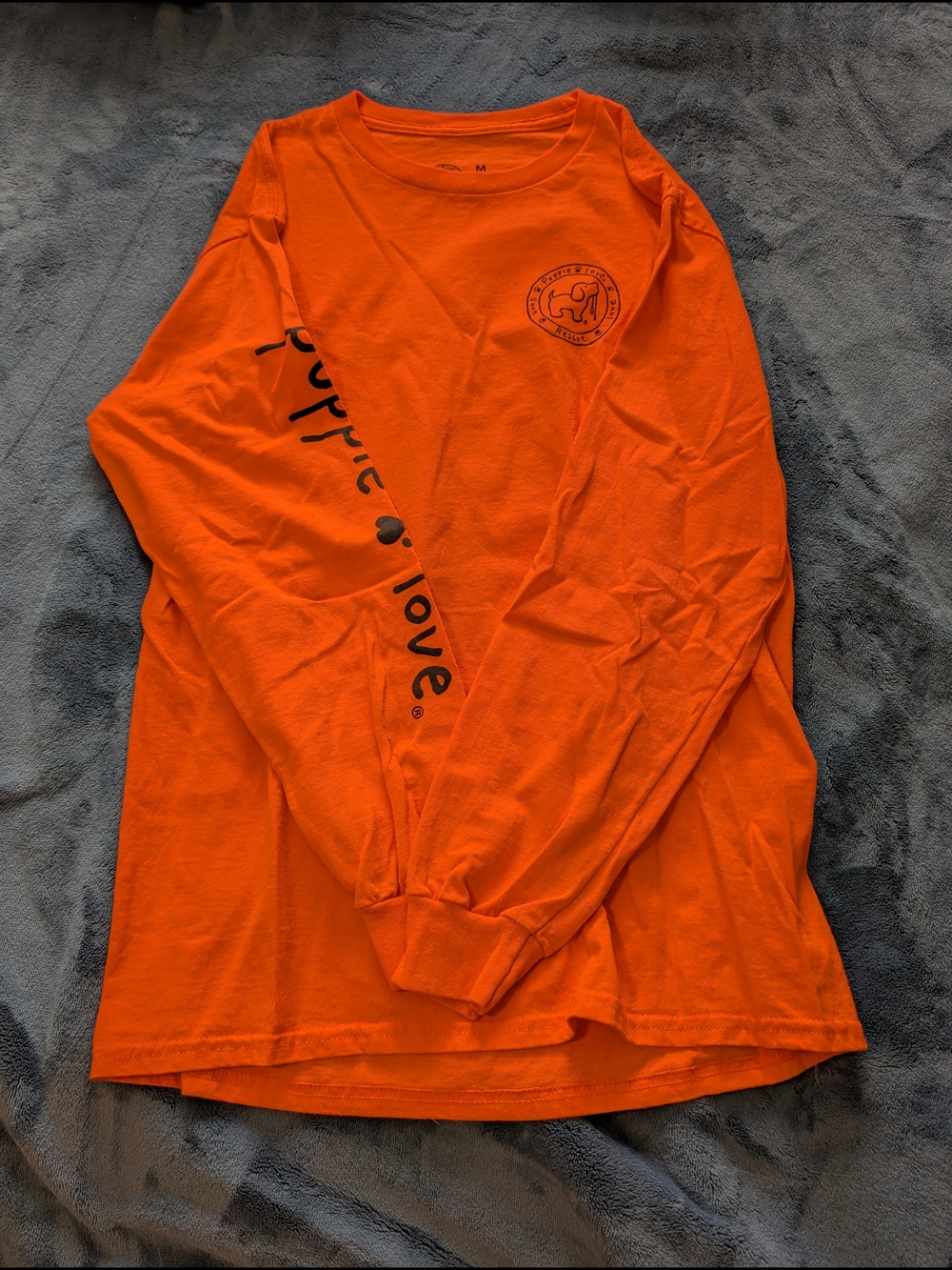 Puppie Love Orange Long Sleeve Tee